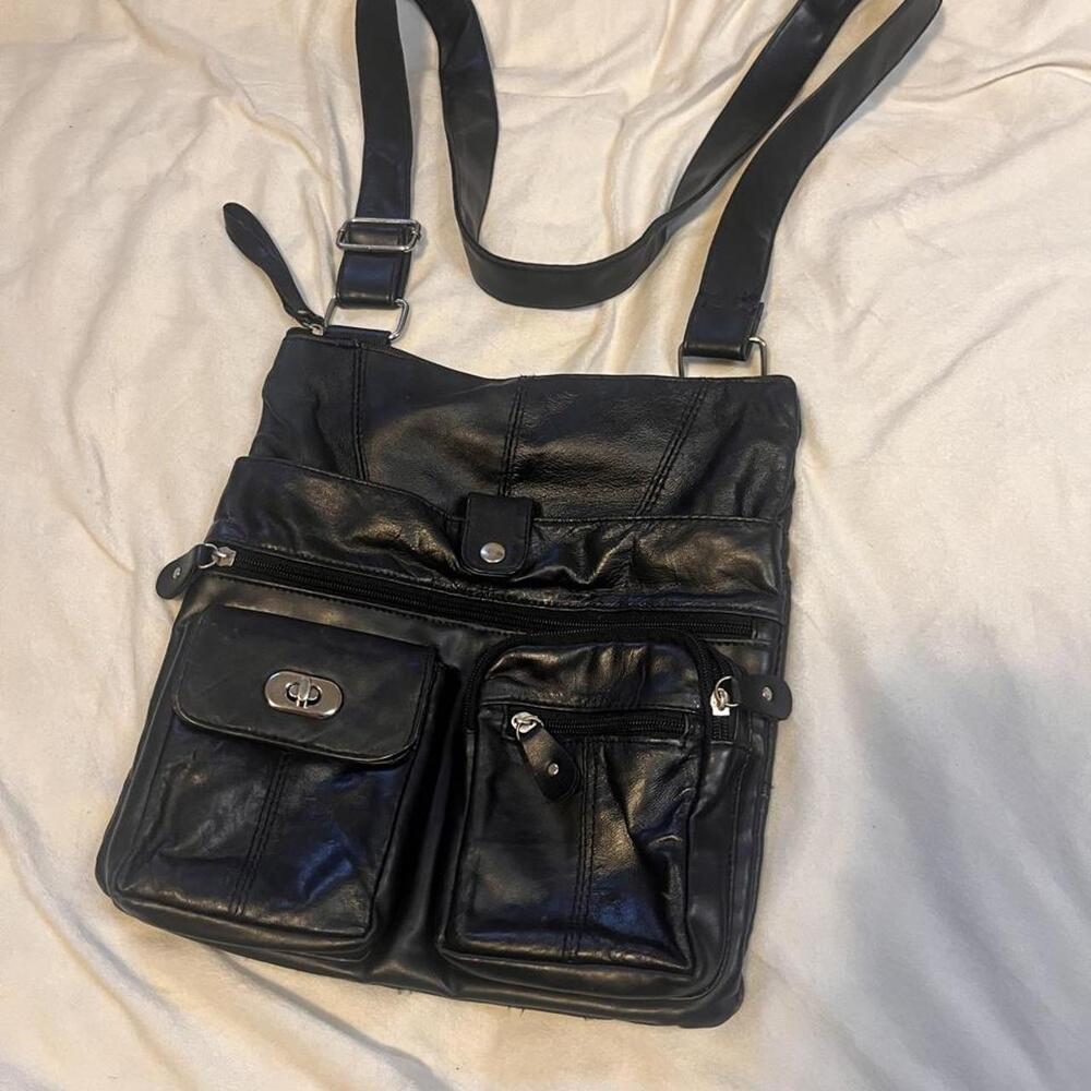 Y2K Black Multi-Pocket Patchwork Crossbody